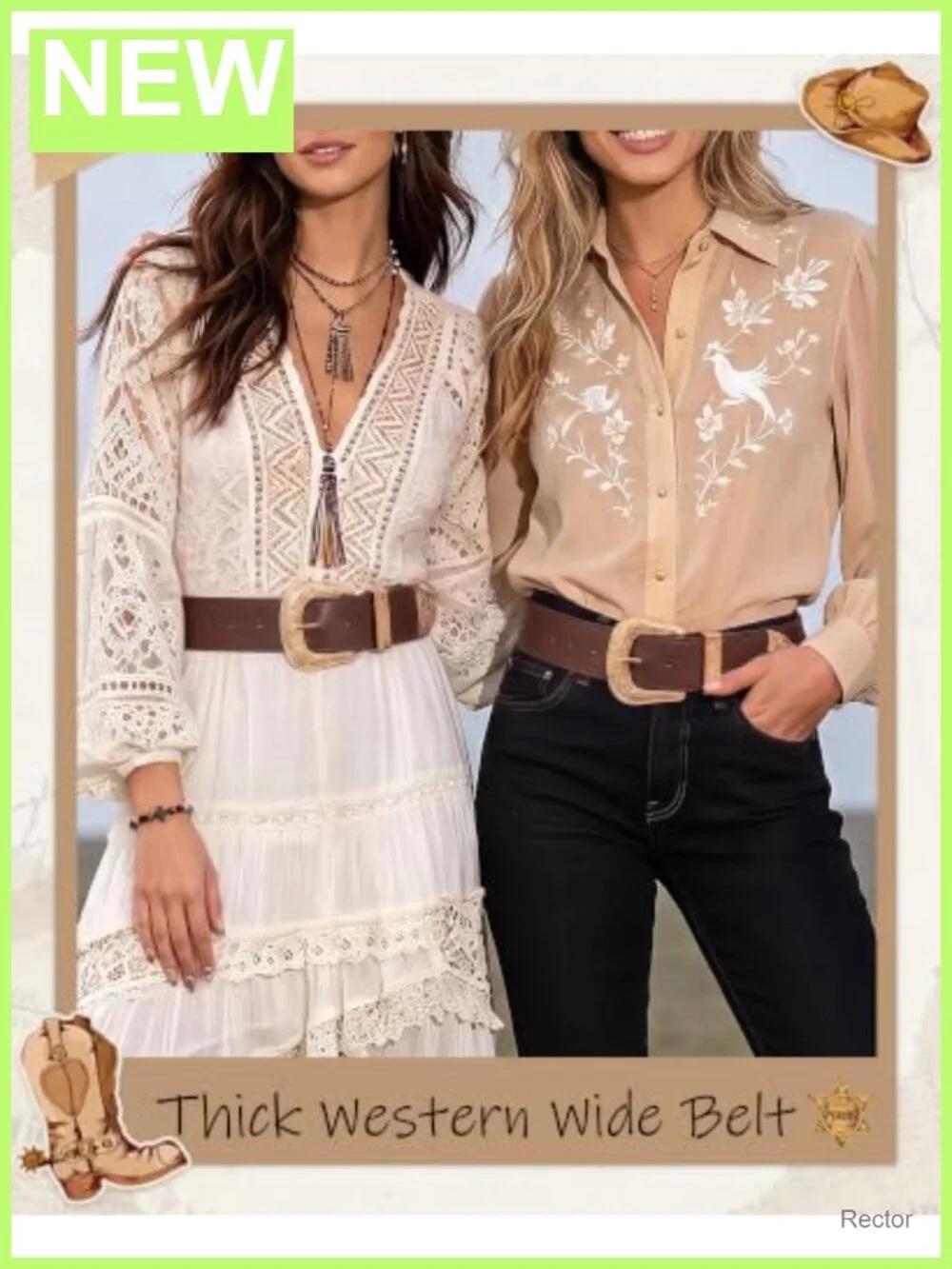 Women's Wide Elastic Waist Belt Faux Leather Western Gold Buckle